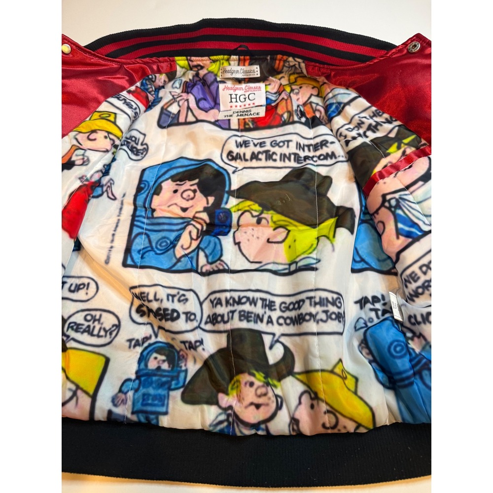 Headgear Classics Dennis the Menace Varsity Jacket Red Black Ombre Satin S - Picture 6 of 14